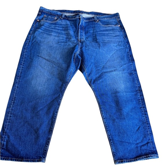 Levi’s 501 Button~Fly Dark Denim Jeans Plus Sz 24W Cropped High Waisted Casual - Picture 3 of 9